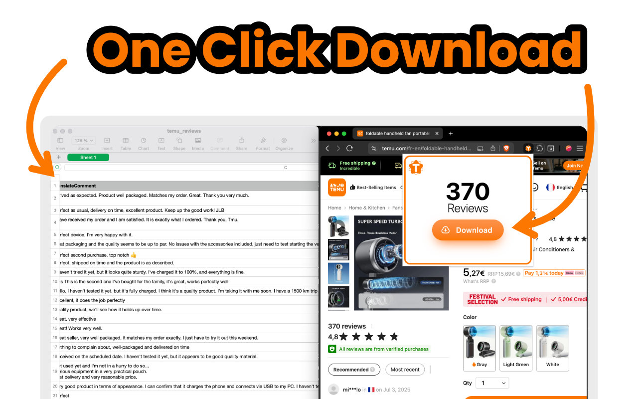 Temu Reviews Exporter - 截图 1