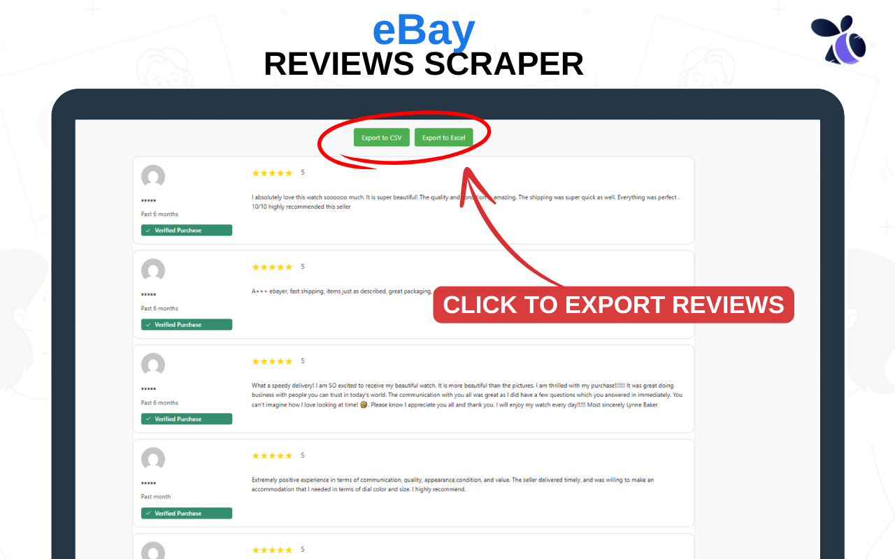 Ebay Reviews Scraper and Exporter | Ecomstal - 截图 2