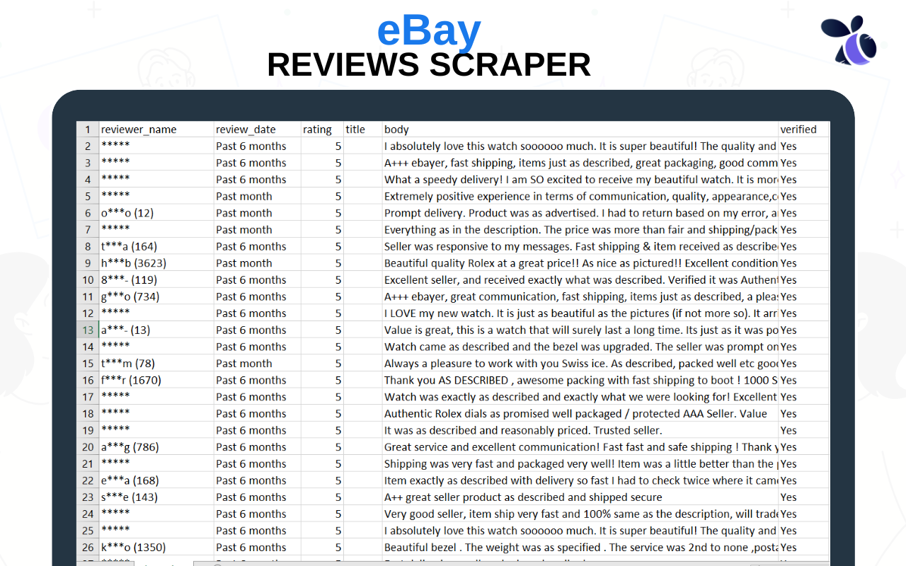 Ebay Reviews Scraper and Exporter | Ecomstal - 截图 3