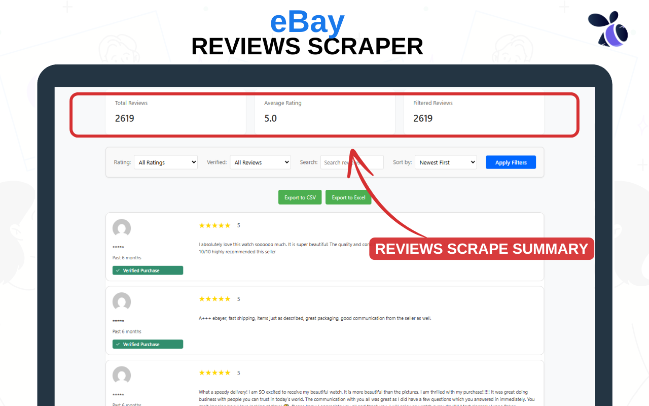 Ebay Reviews Scraper and Exporter | Ecomstal - 截图 5