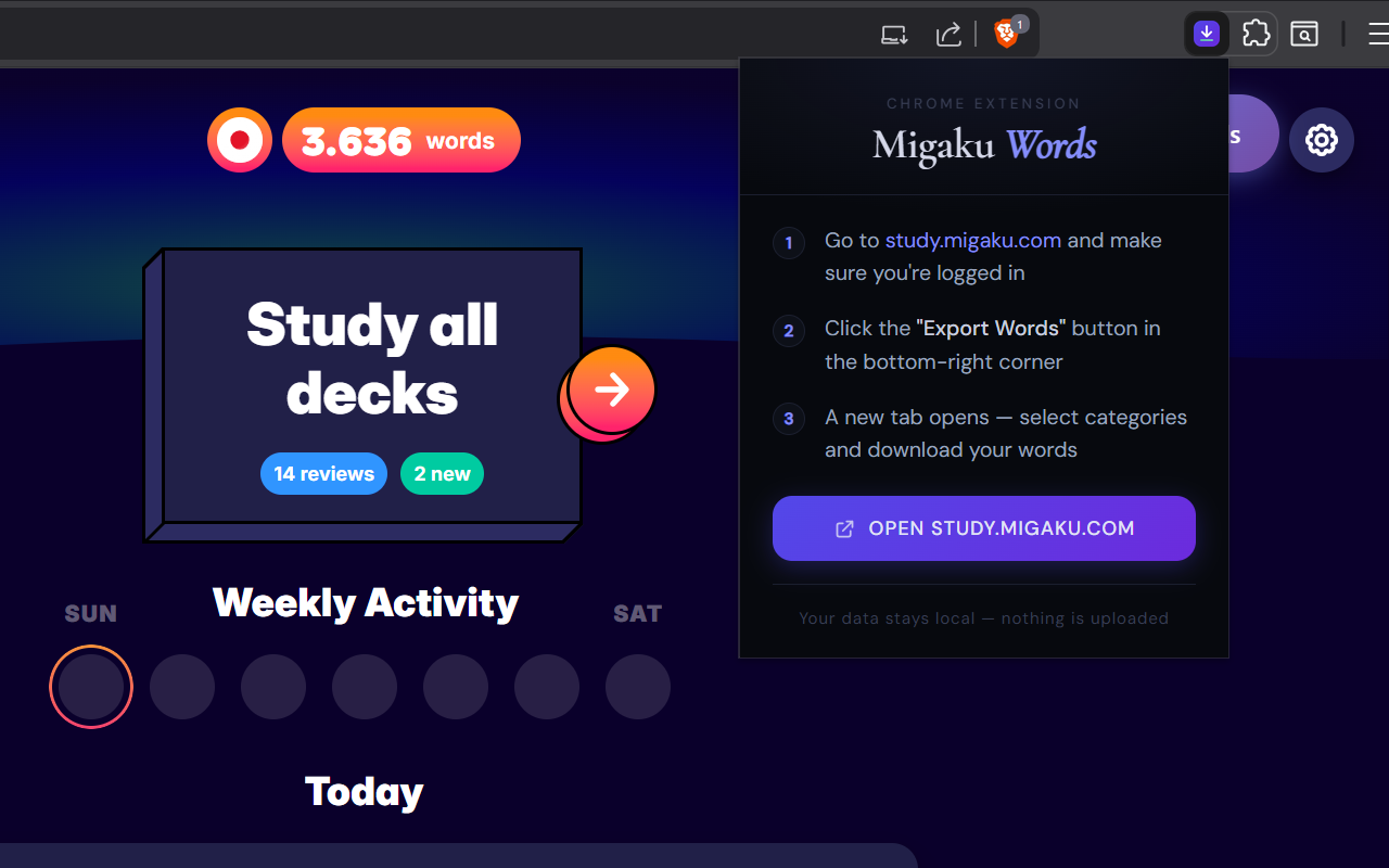 Migaku Word Exporter - 截图 2
