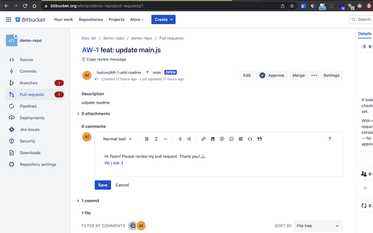 Bitbucket PR review - 截图 3