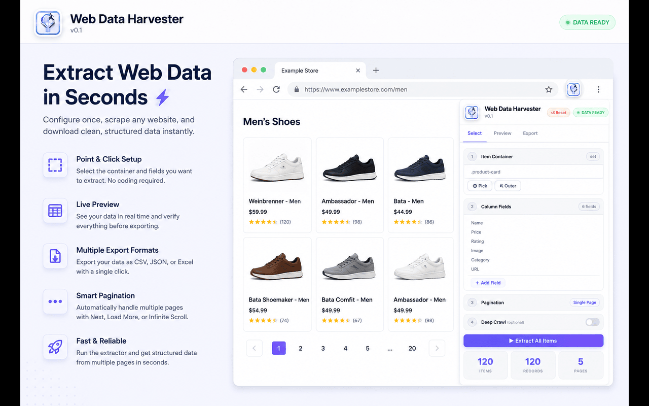 Web Data Harvester - Instant Data Scraper - 截图 1