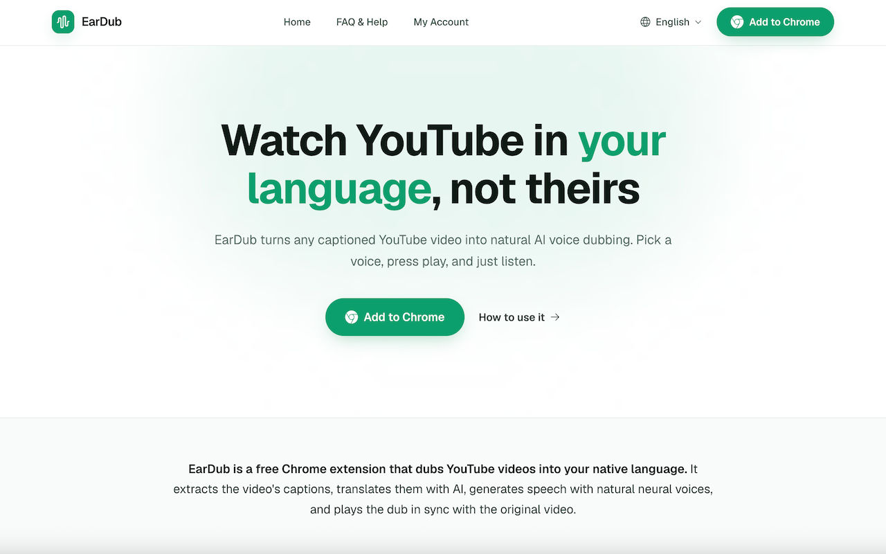 EarDub: AI Voice Translator for YouTube - 截图 2