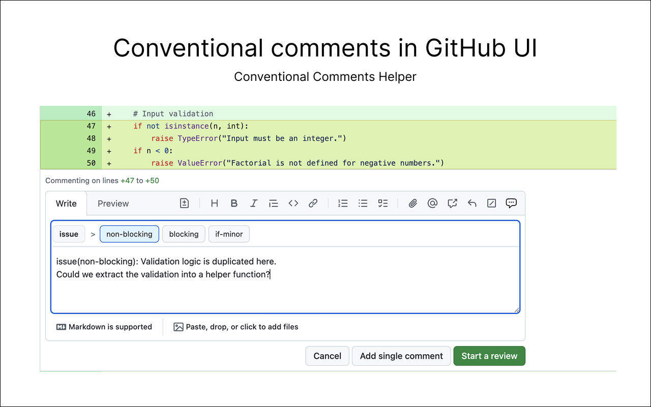 Conventional Comments (GitHub) - by Pullpo - 截图 2