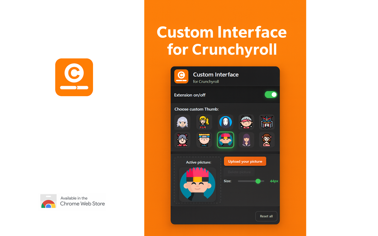 Crunchyroll™自定义界面 – 自定义进度条缩略图 - 截图 1