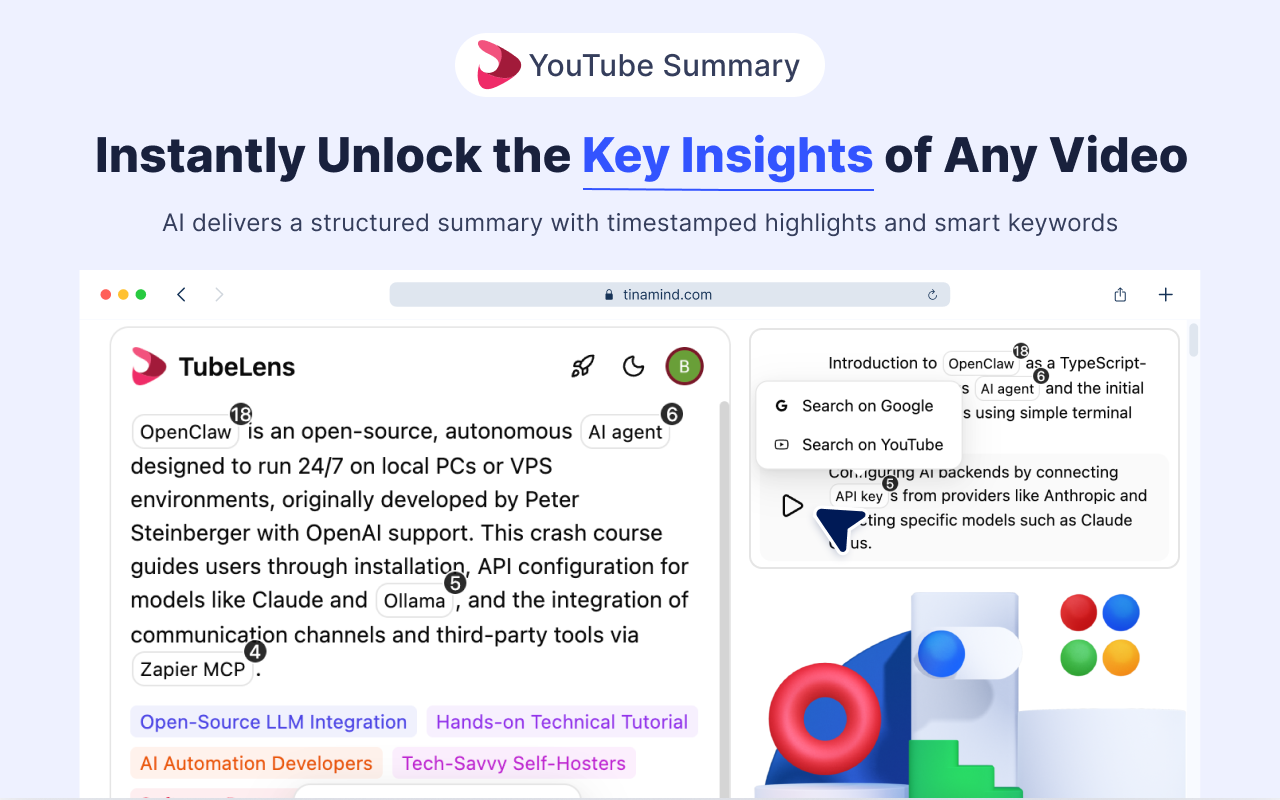 TubeLens - AI YouTube 摘要、思维导图、搜索与评论分析 - 截图 4