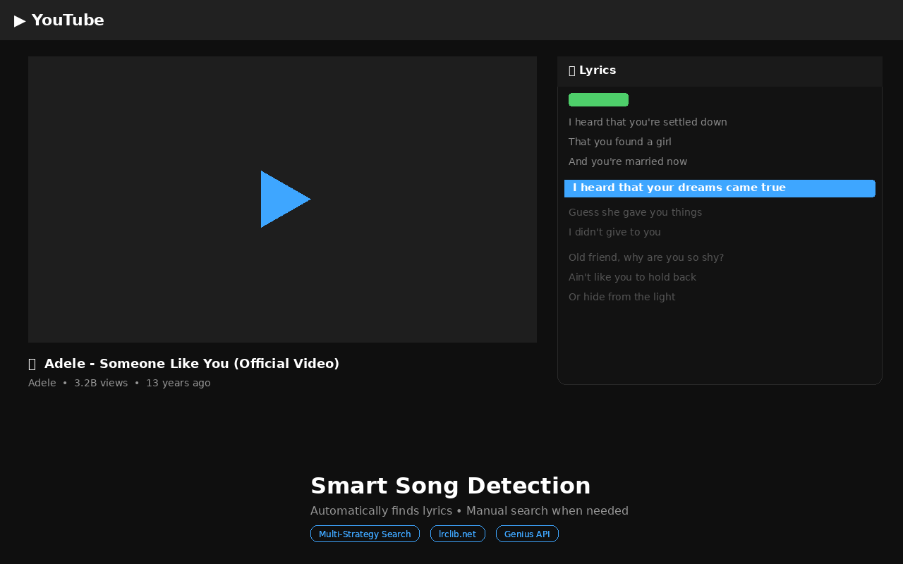 YouTube Lyrics Viewer - 截图 1