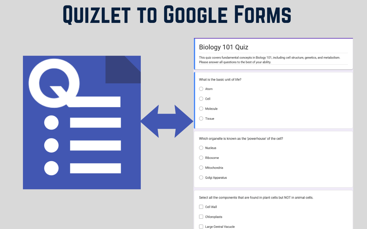 Quizlet to Google Forms Exporter - 截图 3