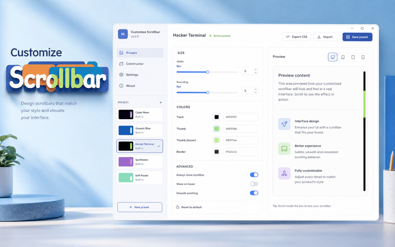 自定义滚动条 - Custom Scrollbar - 截图 3
