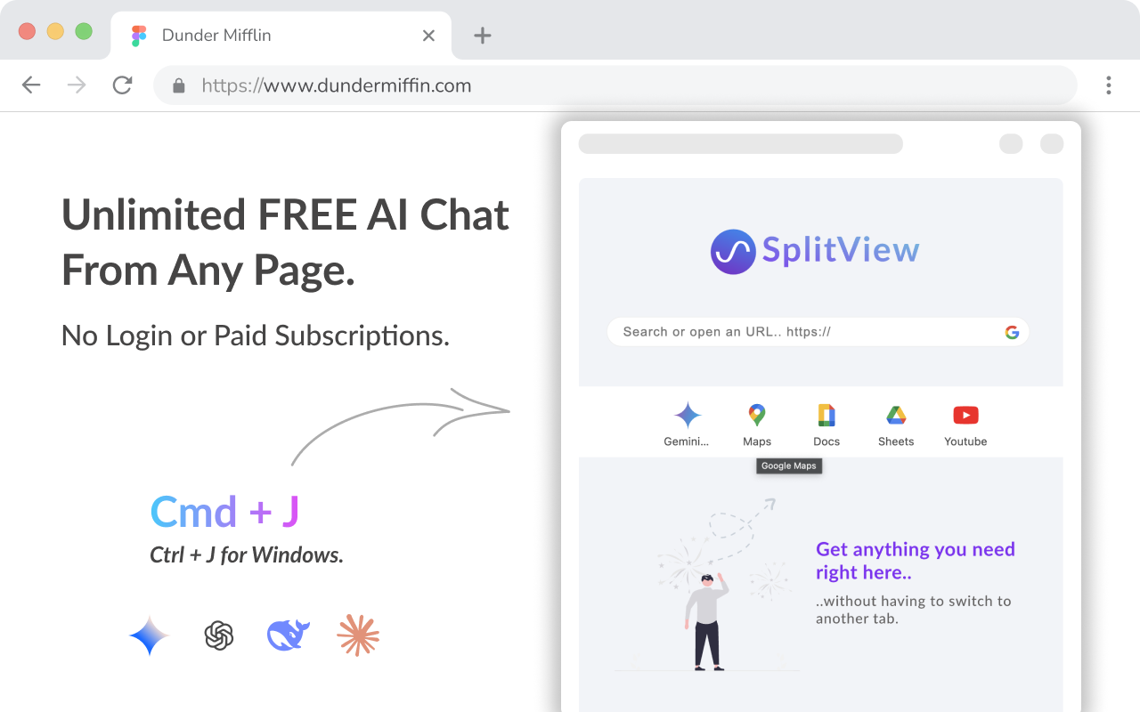 Gemini in Chrome by SplitView - Free AI Chat Assistance & more.. - 截图 1