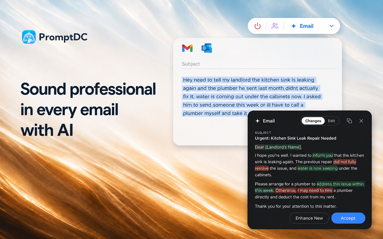PromptDC – AI Prompt & Writing Assistant - 截图 1
