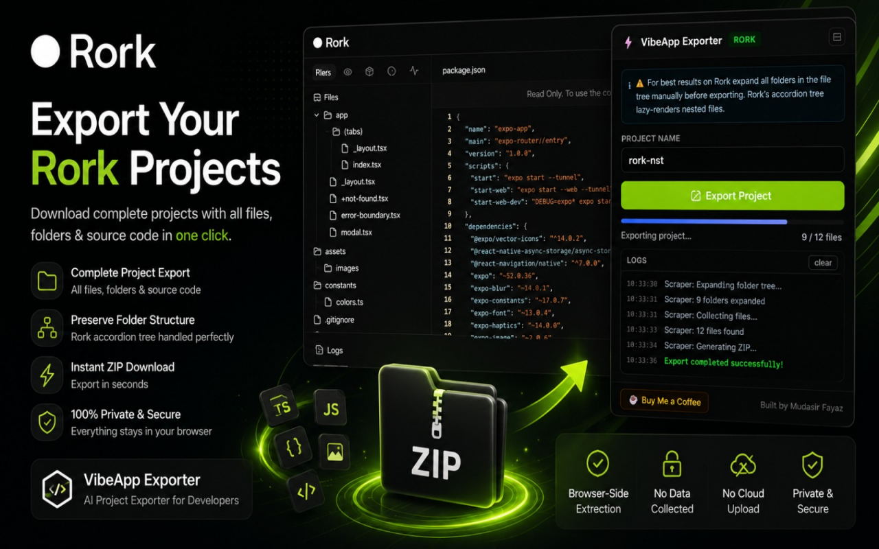VibeApp Exporter - Base44 Downloader, Lovable Downloader, Bolt Downloader - 截图 3