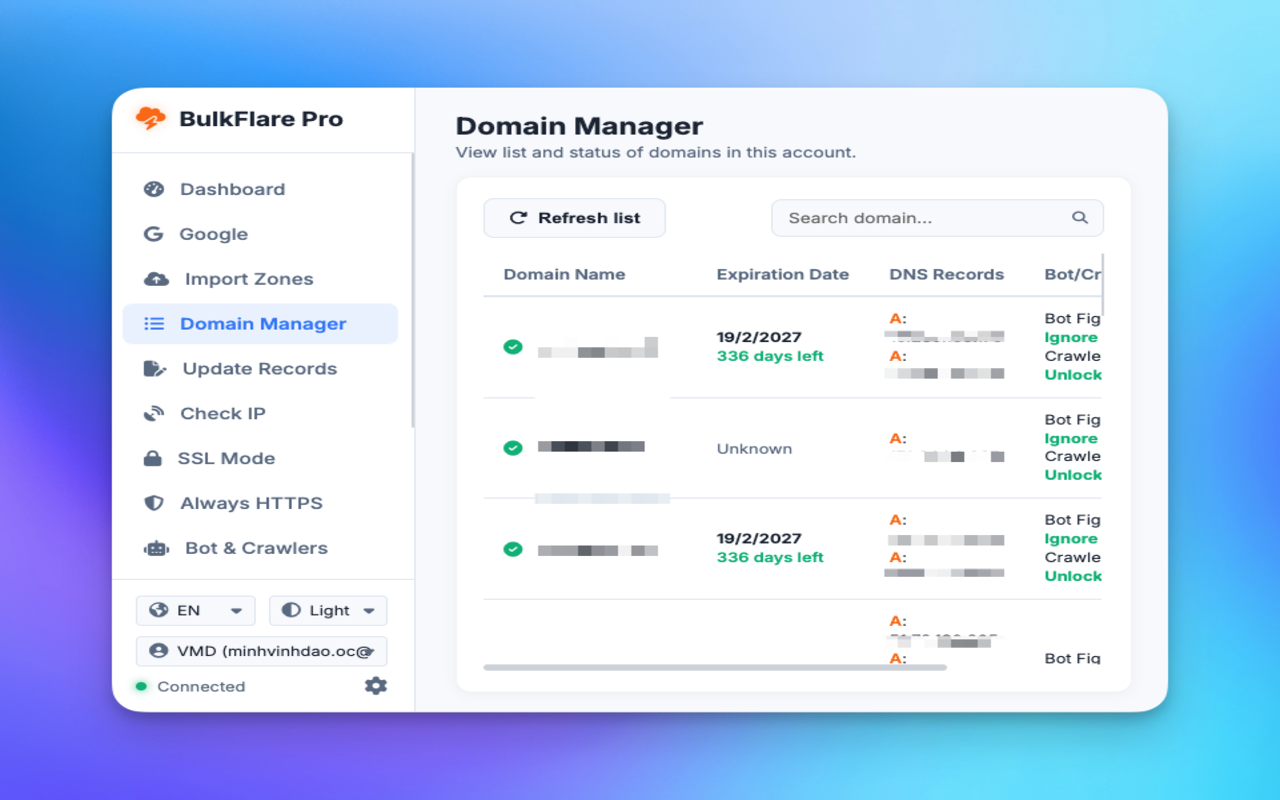 BulkFlare Pro - Cloudflare Bulk Manager - 截图 5