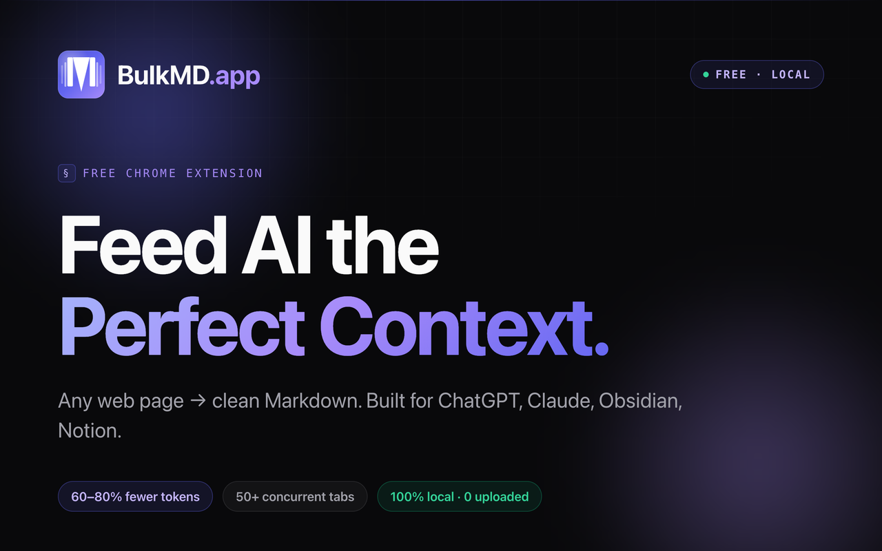 BulkMD: Web to Markdown Converter & Clipper for AI - 截图 2
