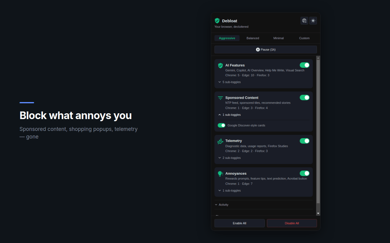 Debloat — Hide AI Clutter - 截图 2