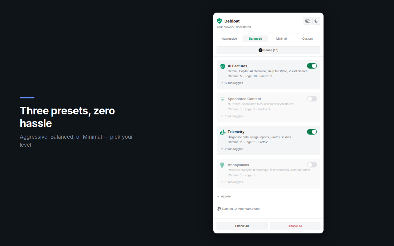 Debloat — Hide AI Clutter - 截图 3