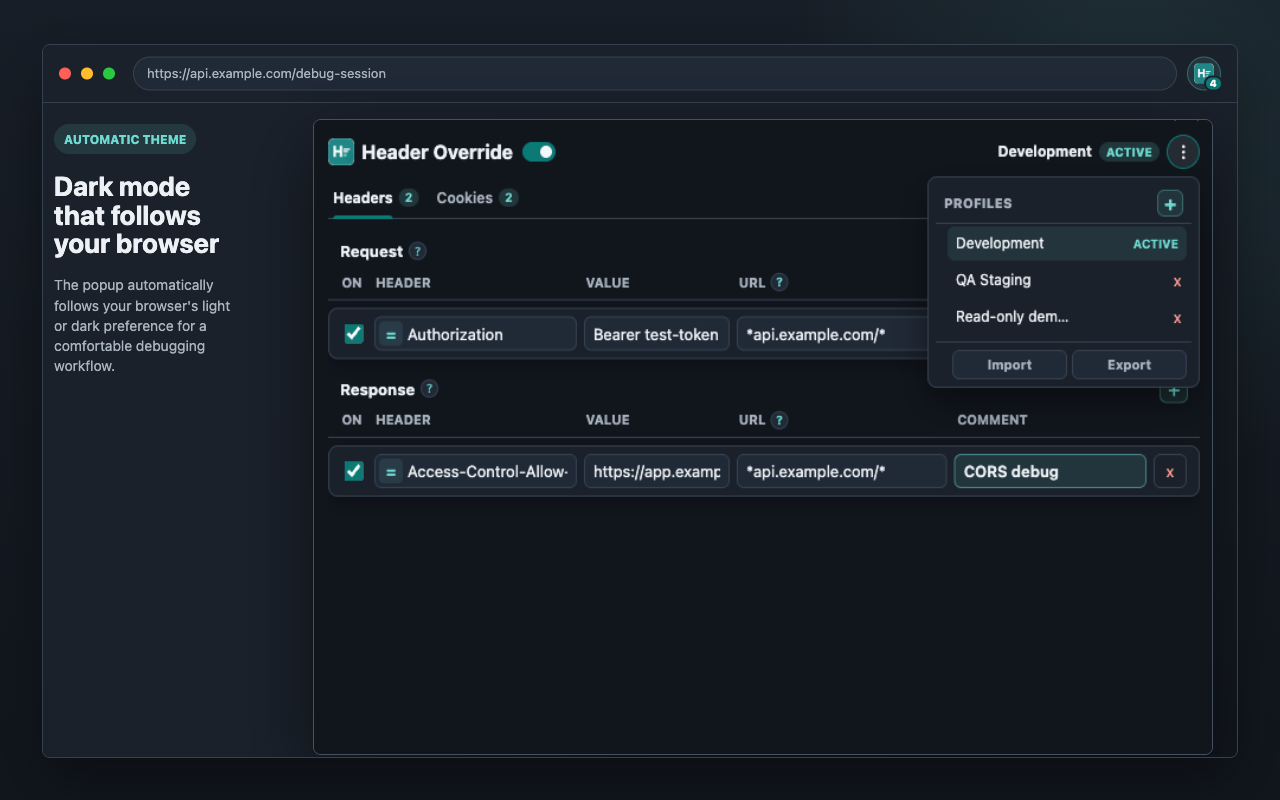 Header Override: Modify HTTP Headers & Cookies - 截图 5