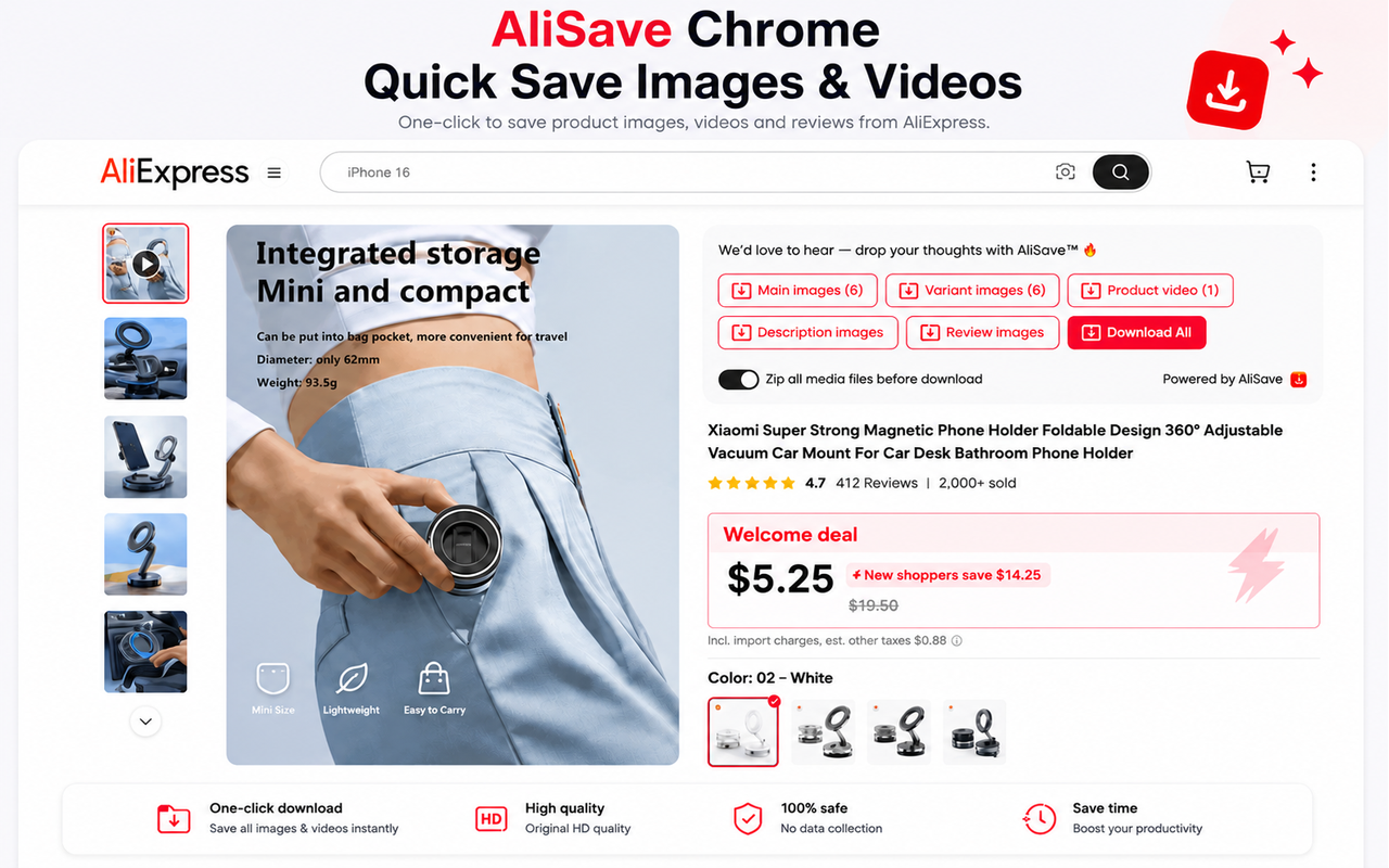 AliSave - Download AliExpress Images & Videos - 截图 3