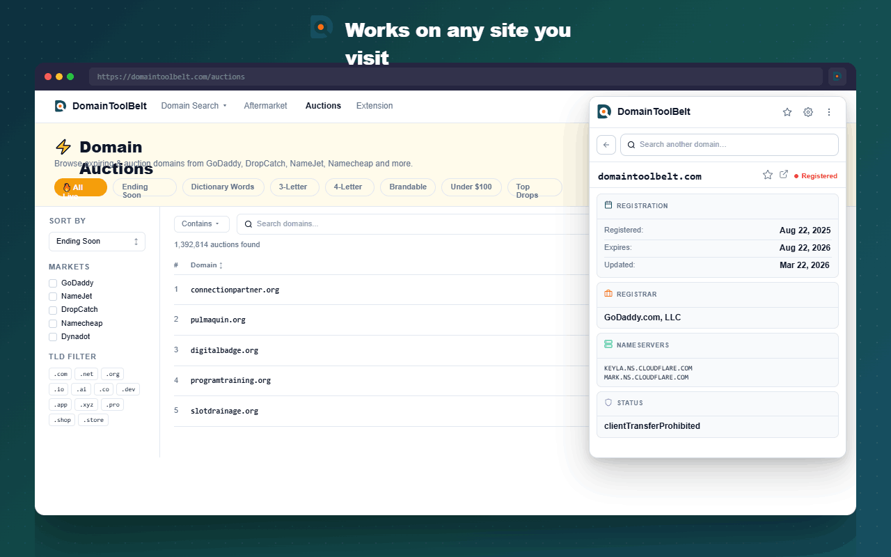 Domaintoolbelt - WHOIS Lookup & Domain Search - 截图 2