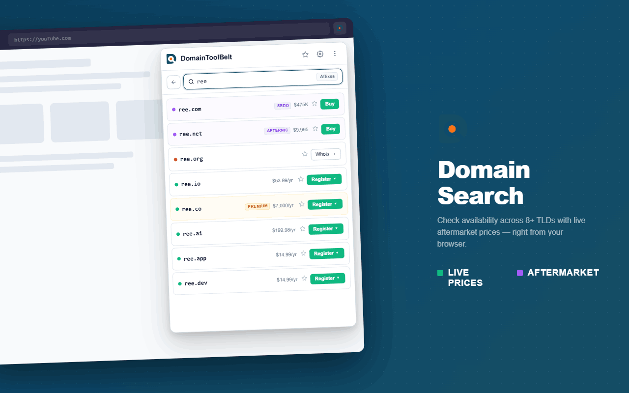Domaintoolbelt - WHOIS Lookup & Domain Search - 截图 3