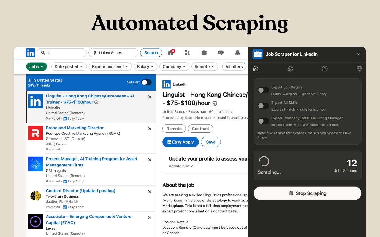 LinkedIn™ 职位抓取工具 - 截图 4