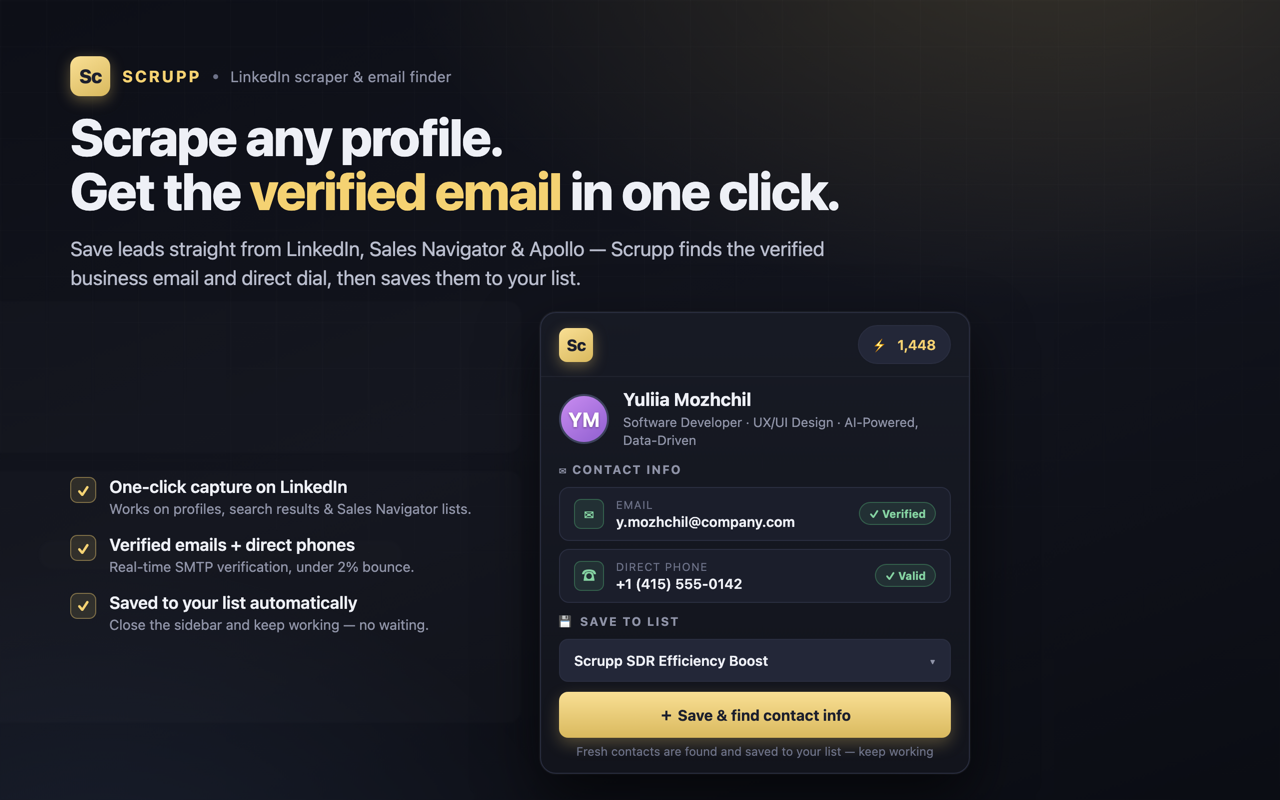 Scrupp — Email Finder for LinkedIn & Sales Navigator - 截图 4
