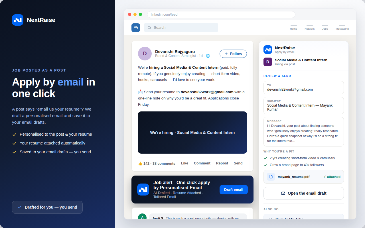 NextRaise: AI Job Autofill — Match Score, Referrals, Tracker & more - 截图 5