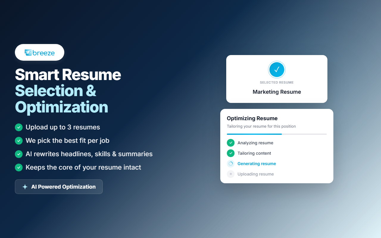 Breeze Apply - Auto Apply to Jobs with AI Resume Optimization - 截图 1