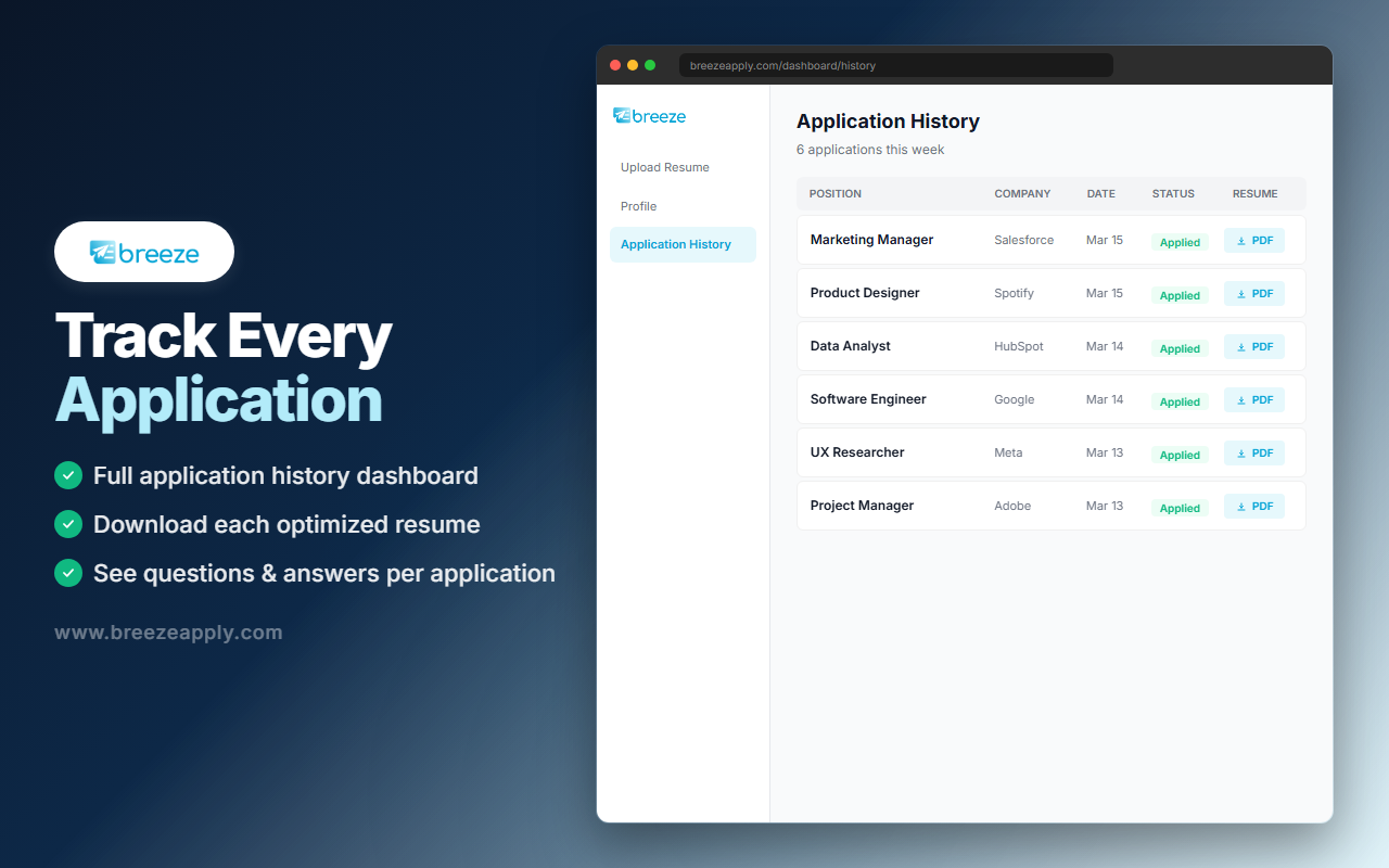 Breeze Apply - Auto Apply to Jobs with AI Resume Optimization - 截图 3