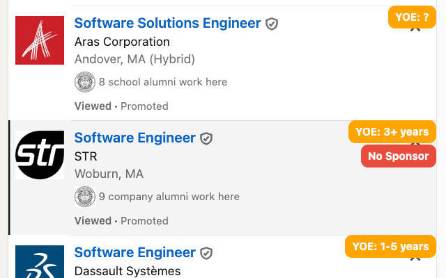 LinkedIn YOE Filter - 截图 2