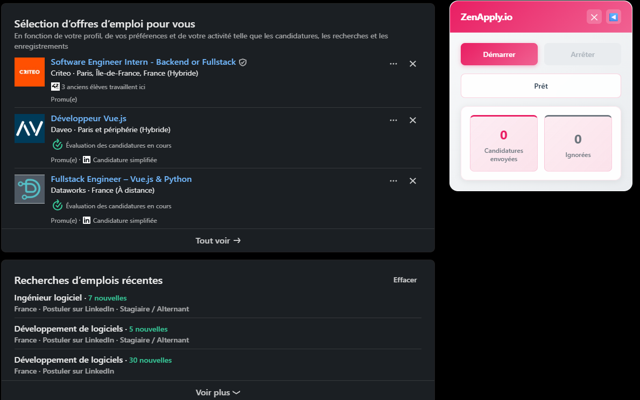 ZenApply - Auto Apply (LinkedIn, Indeed & HelloWork) - 截图 2