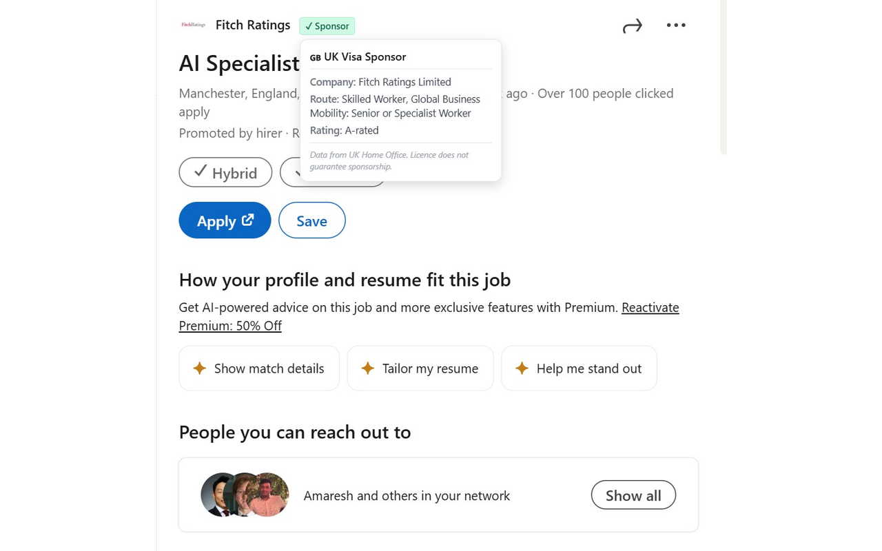 UK Visa Sponsor Checker for LinkedIn - 截图 2