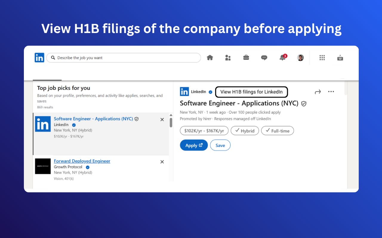 LinkedIn H1B Checker - 截图 1