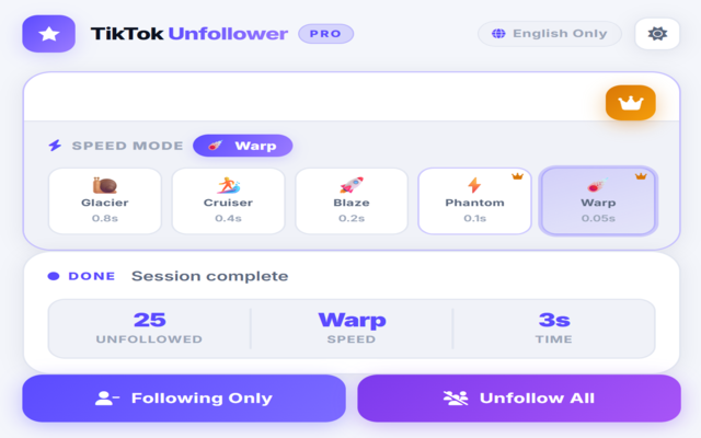 TikTok Unfollow Tool - 截图 1