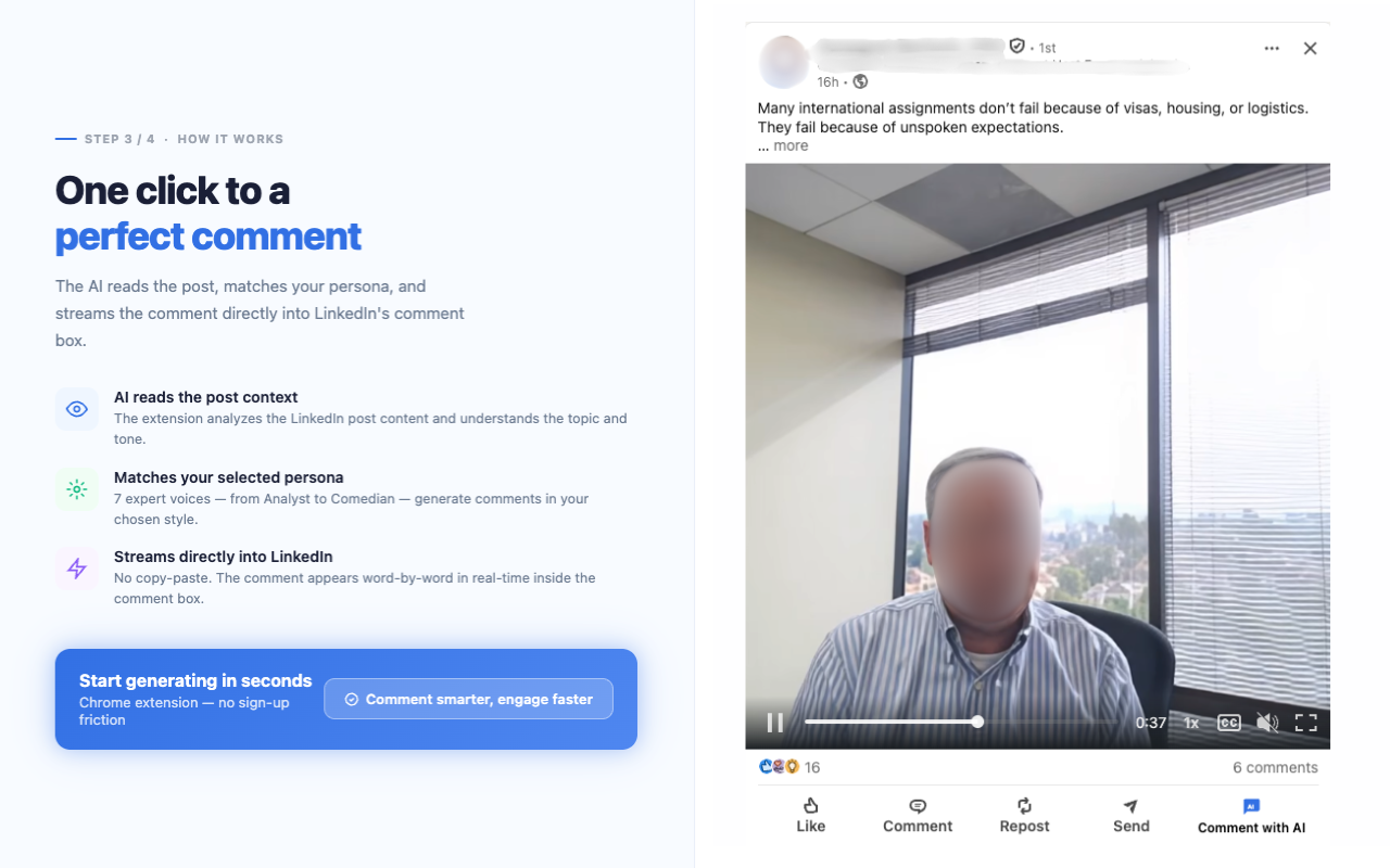 Gromming: AI LinkedIn Comment & Reply Writer - 截图 1