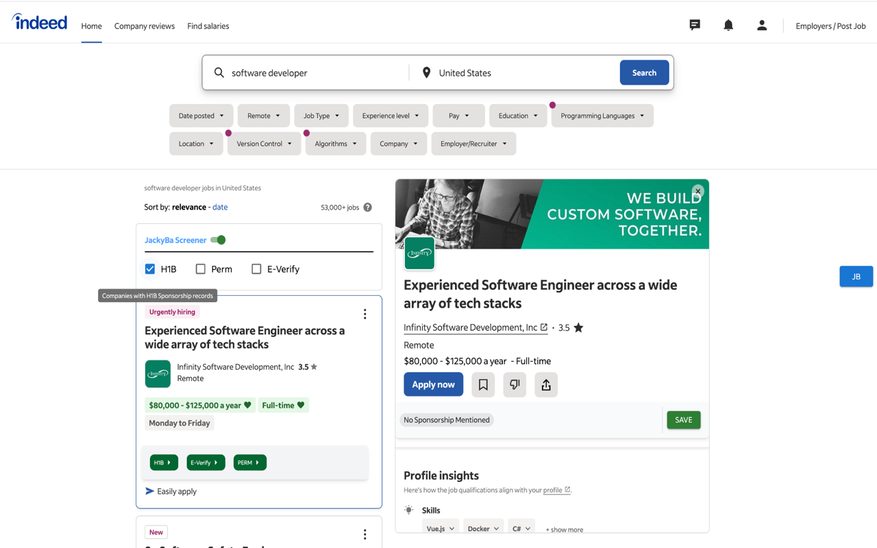 Jacky Ba - H1B Job Finder: Sponsor Checker & Analyzer - 截图 3