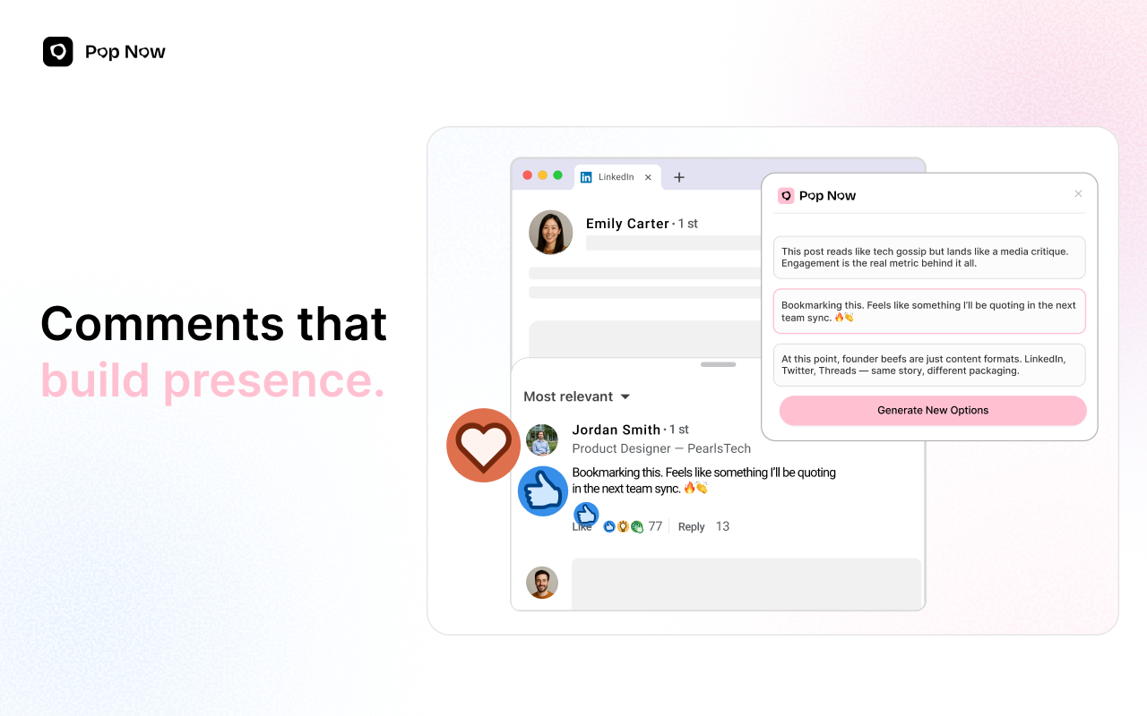 LinkedIn AI Comment Generator by Popnow - 截图 1