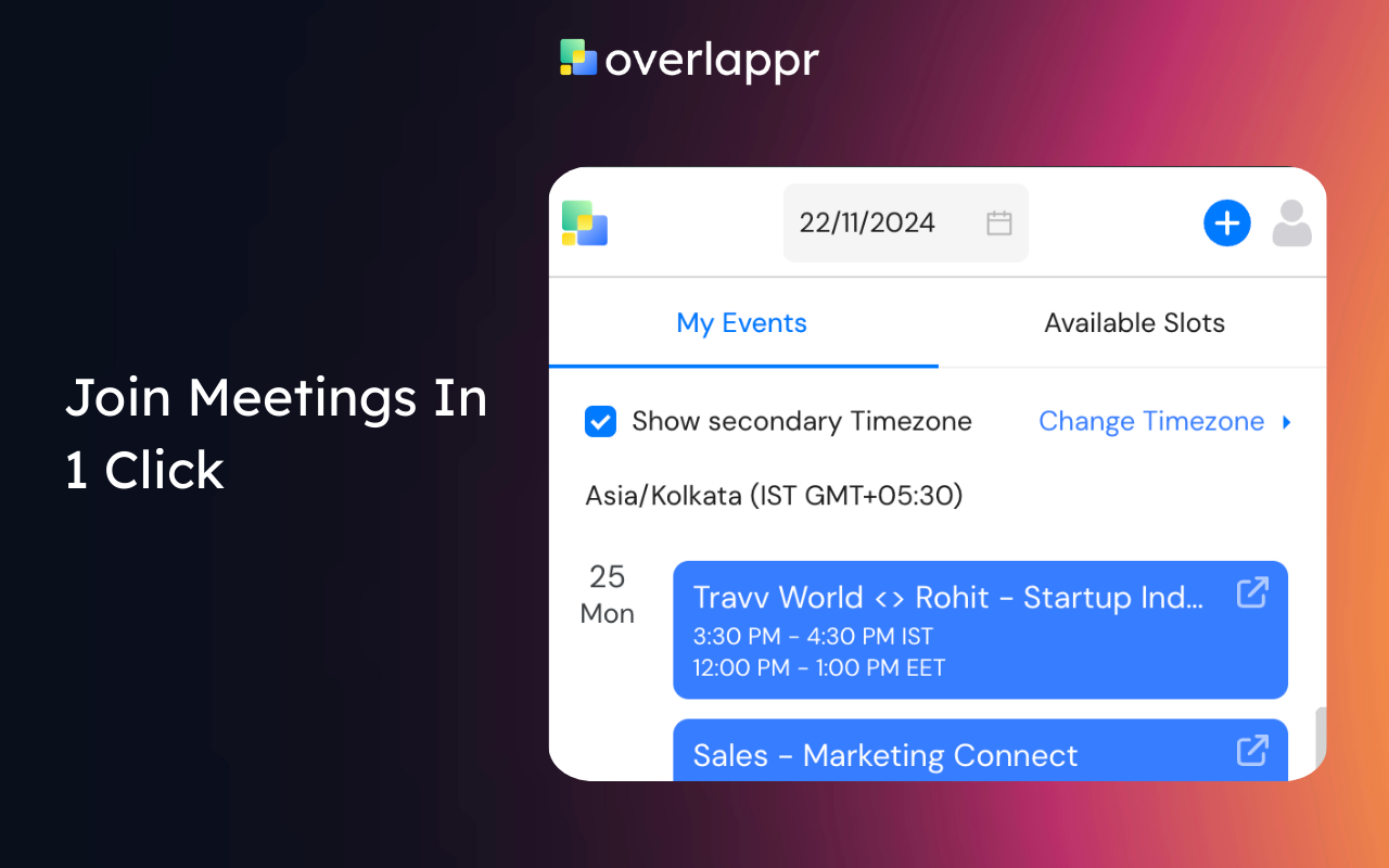 Overlappr - Timezone Extension for Google Calendar - 截图 1