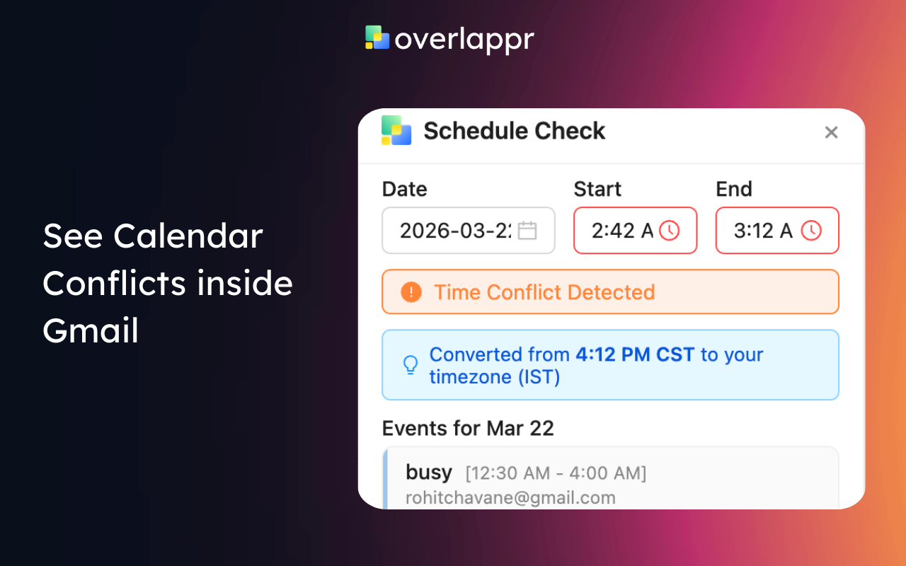 Overlappr - Timezone Extension for Google Calendar - 截图 3