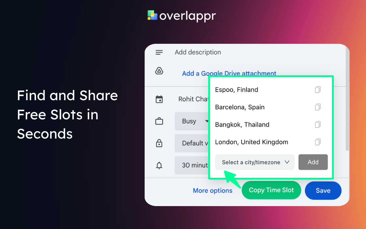 Overlappr - Timezone Extension for Google Calendar - 截图 5