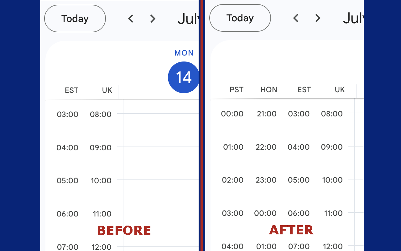 Extra Time Zones for Google Calendar - 截图 1