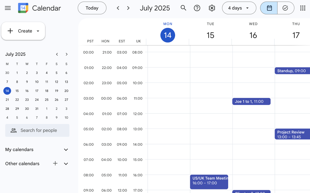 Extra Time Zones for Google Calendar - 截图 4