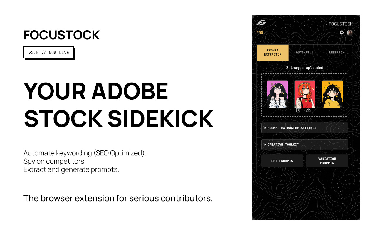 Focustock - Image to Prompt, Keywords and Research for Adobe Stock - 截图 3