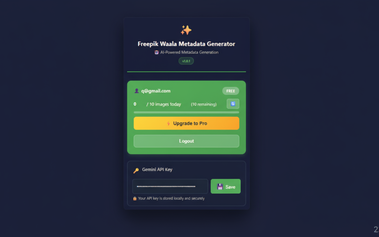 Freepik Waala Metadata Generator - 截图 2