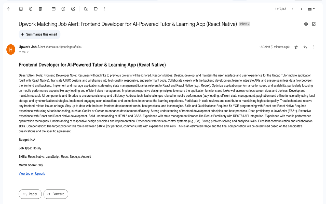 Upwork Real-Time Job Alerts + AI Cover Letter + Webhook - 截图 1