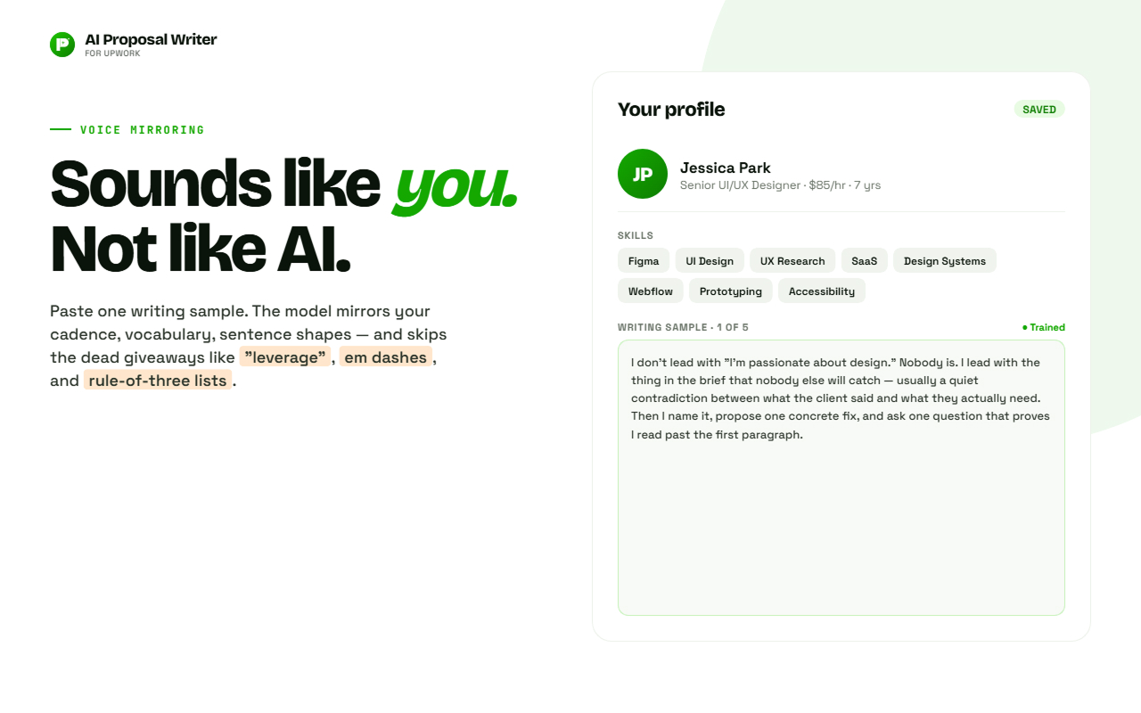 AI Proposal Writer for Upwork — Cover Letter Generator & Fit Score - 截图 1