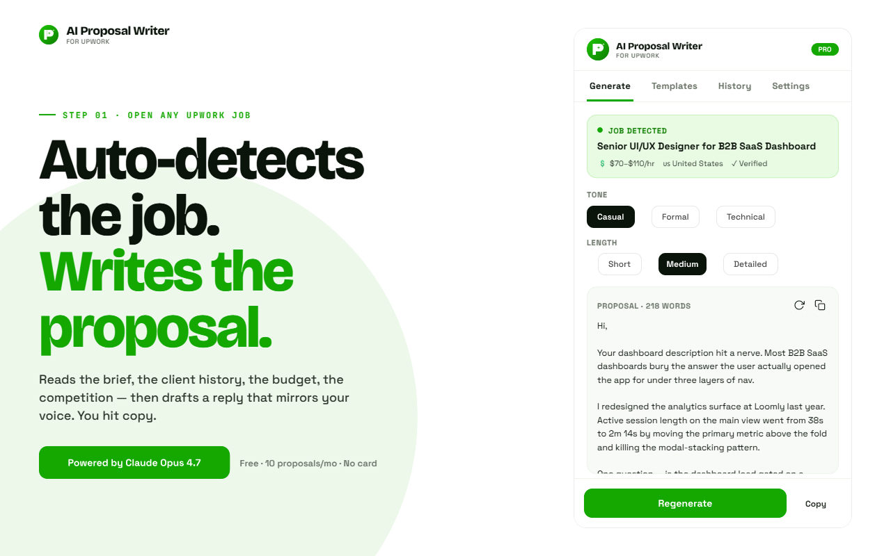 AI Proposal Writer for Upwork — Cover Letter Generator & Fit Score - 截图 2