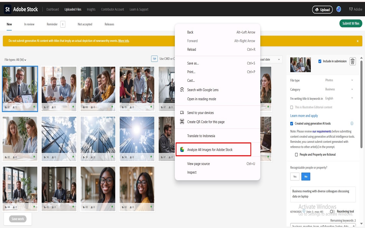Analyzer Keywords for AdobeStock - 截图 2