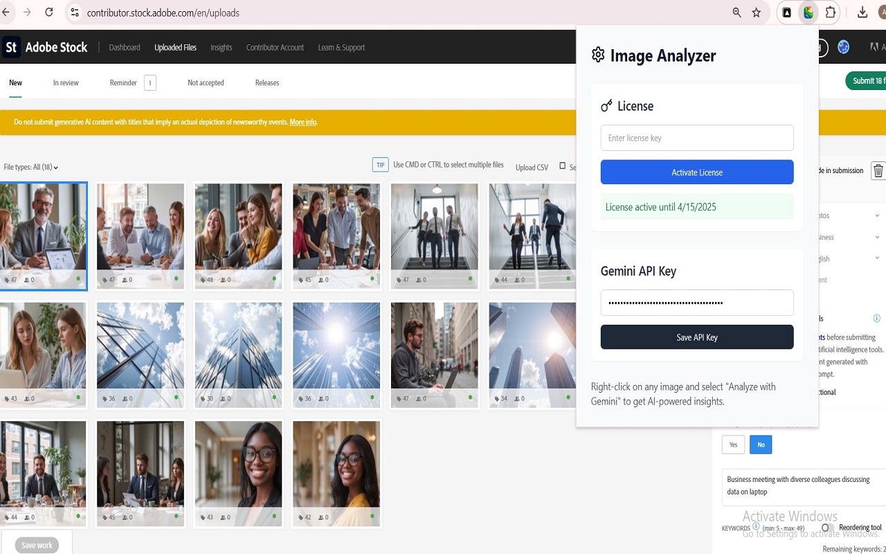 Analyzer Keywords for AdobeStock - 截图 3